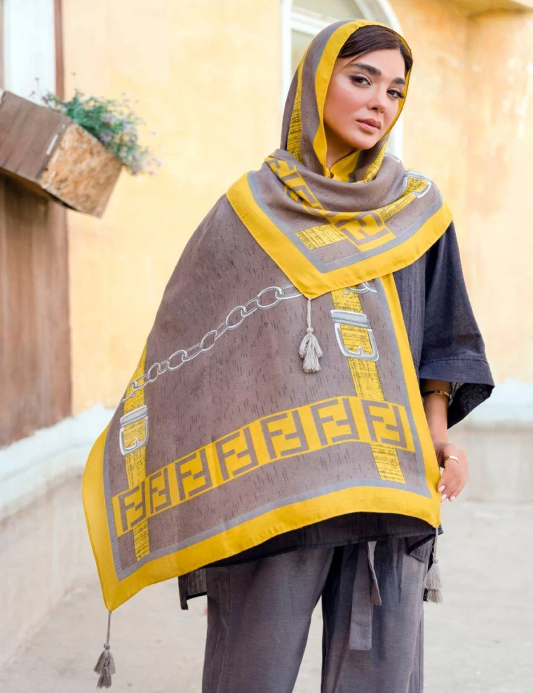شال نخی صابونی منگوله دار عرض 80 کد 8309