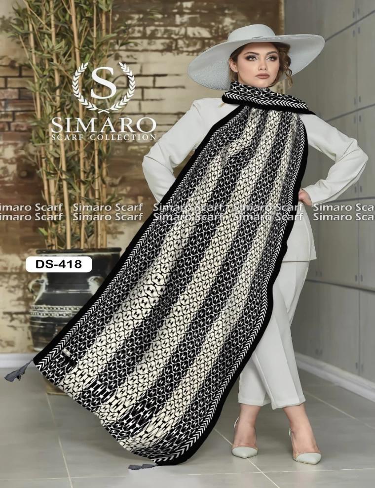 شال حریرکرپ منگوله دار عرض 75 کد DS-418