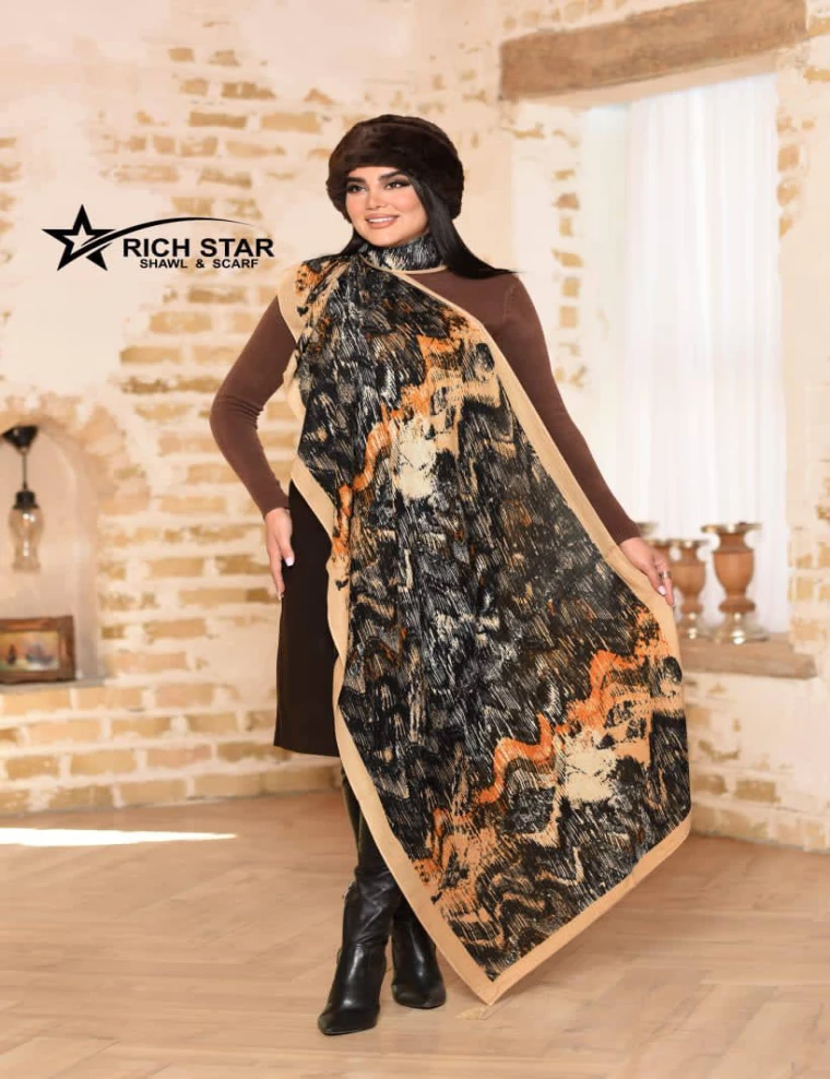 شال نخی پاییزه منگوله دار کد 10377