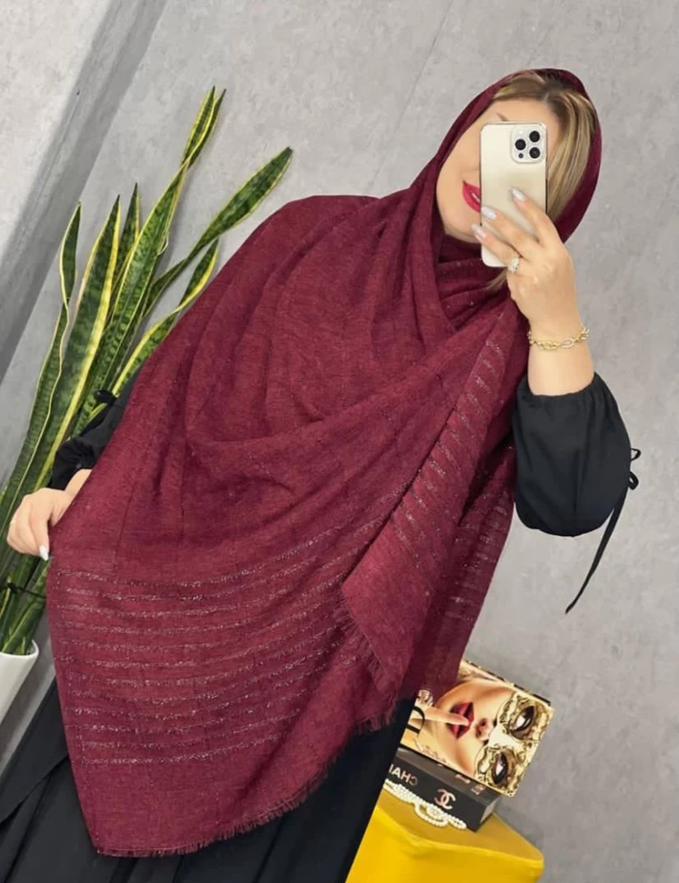 شال کبریتی لمه دار پاییزه عرض 60 کد 6627