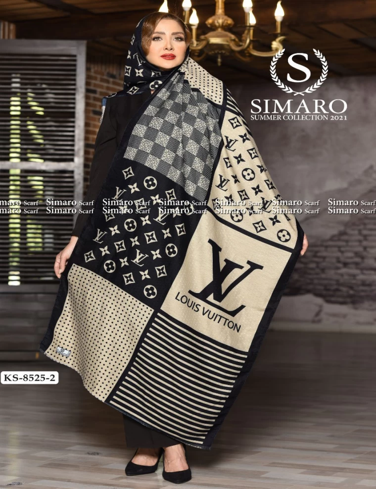 شال حریرکرپ منگوله دار عرض 75 کد KS-8525-2