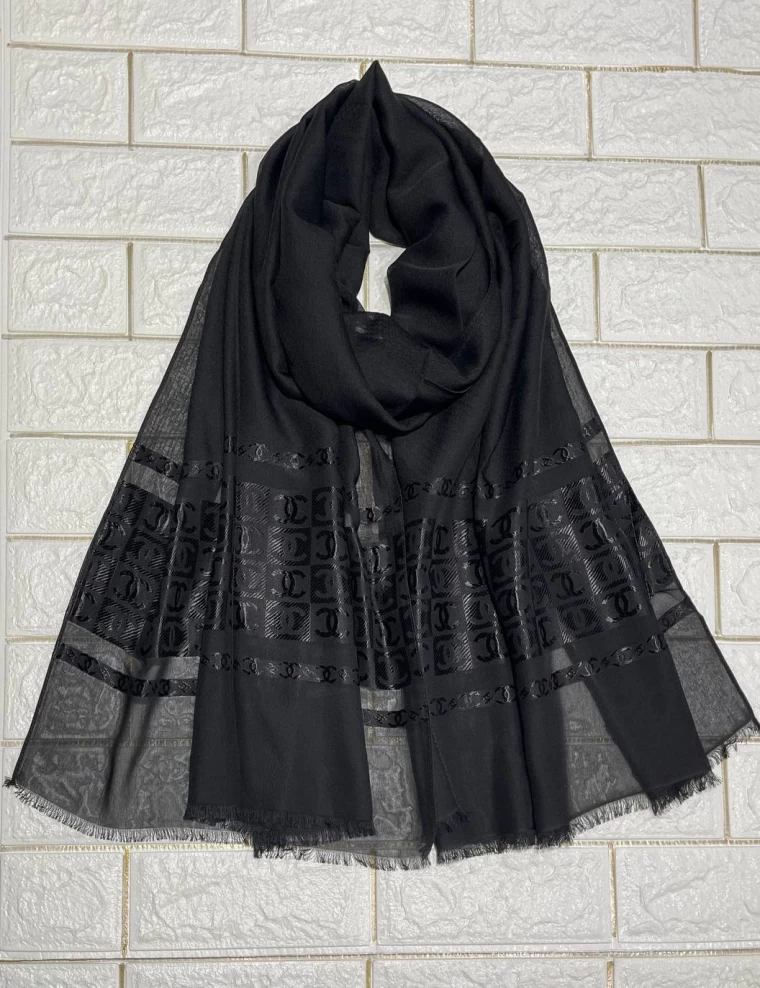 شال حریر مجلسی مشکی عرض 80 کد 5814