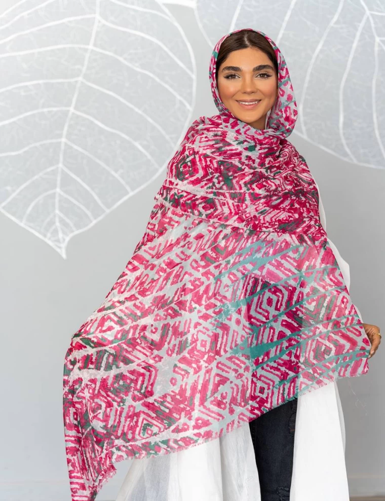 شال نخی لب ترک عرض 80 کد 8248