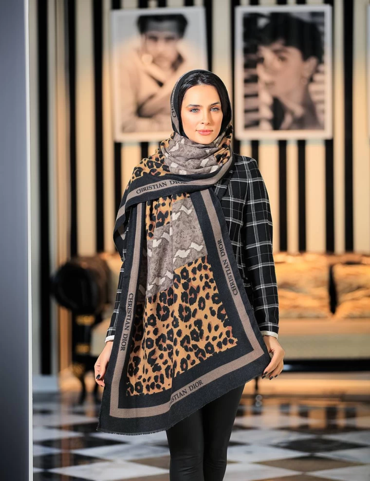 شال موهر ریشه پرزی عرض 75 کد 6400