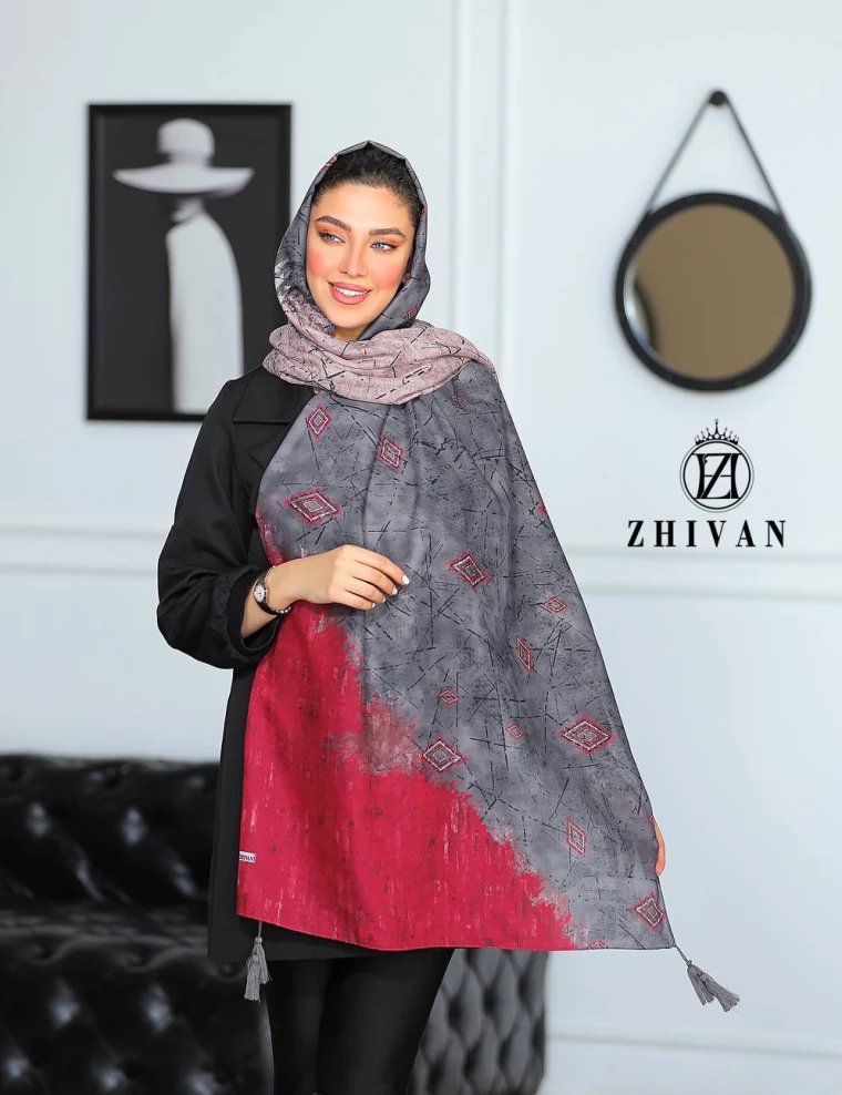 شال نخی منگوله دار رنگ سال عرض 75 کد 8410