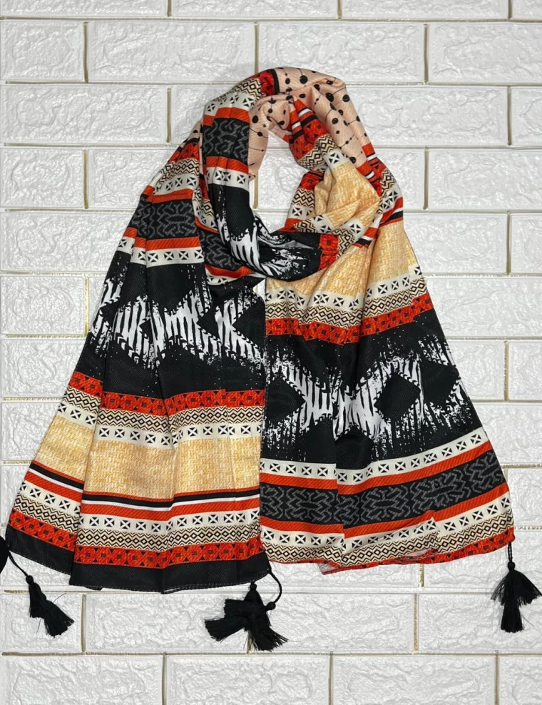 شال نخی پاییزه منگوله دار عرض 75 کد 5925