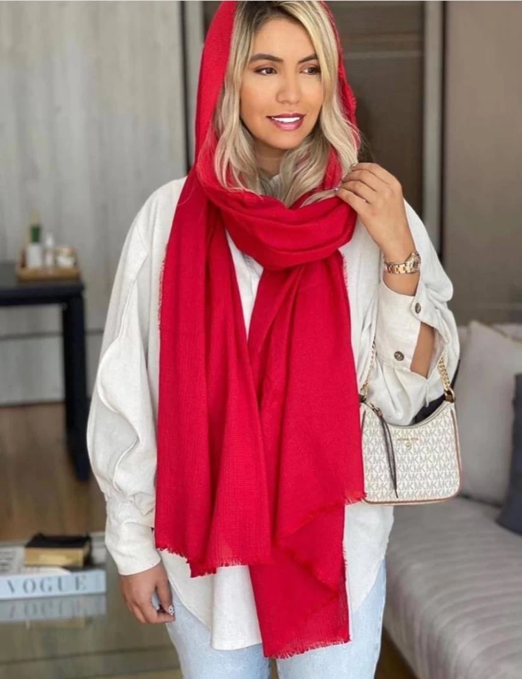 شال پفکی ریشه پرزی عرض 80 کد 6601