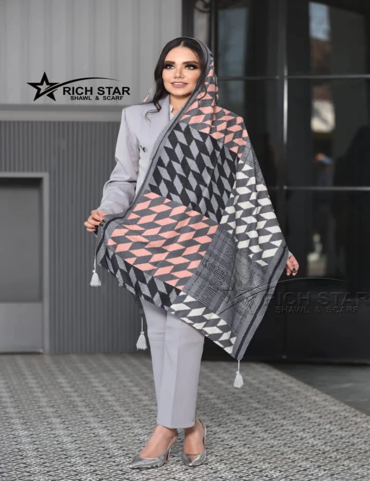 شال نخی منگوله دار عرض 75 کد 8271