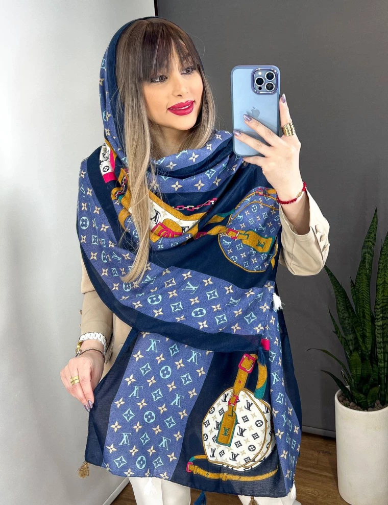 شال نخی منگوله دار عرض 75 کد 8390