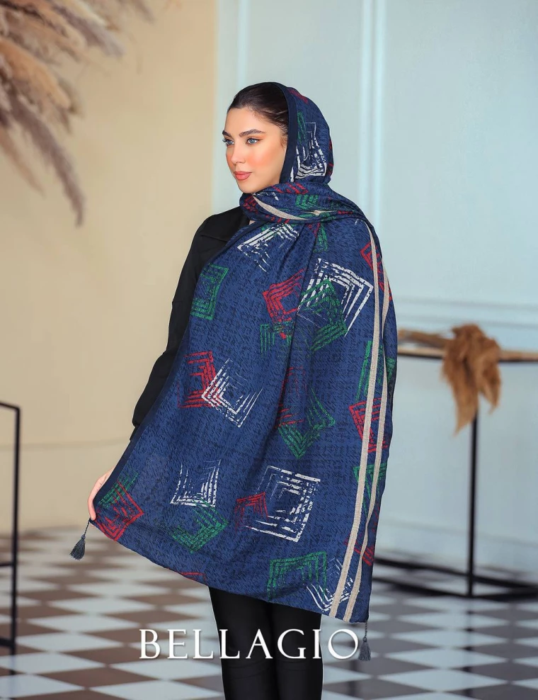شال نخی منگوله دار عرض 75 کد 8428