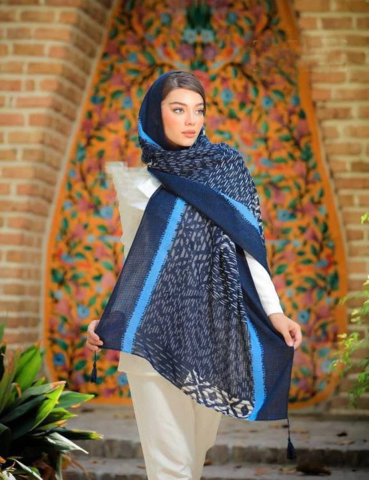 شال نخی پاییزه منگوله دار عرض 75 کد 6308