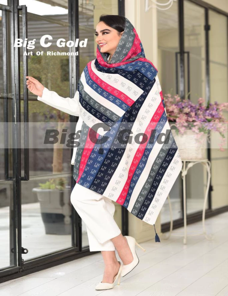 شال نخی منگوله دار عرض 75 کد 8560