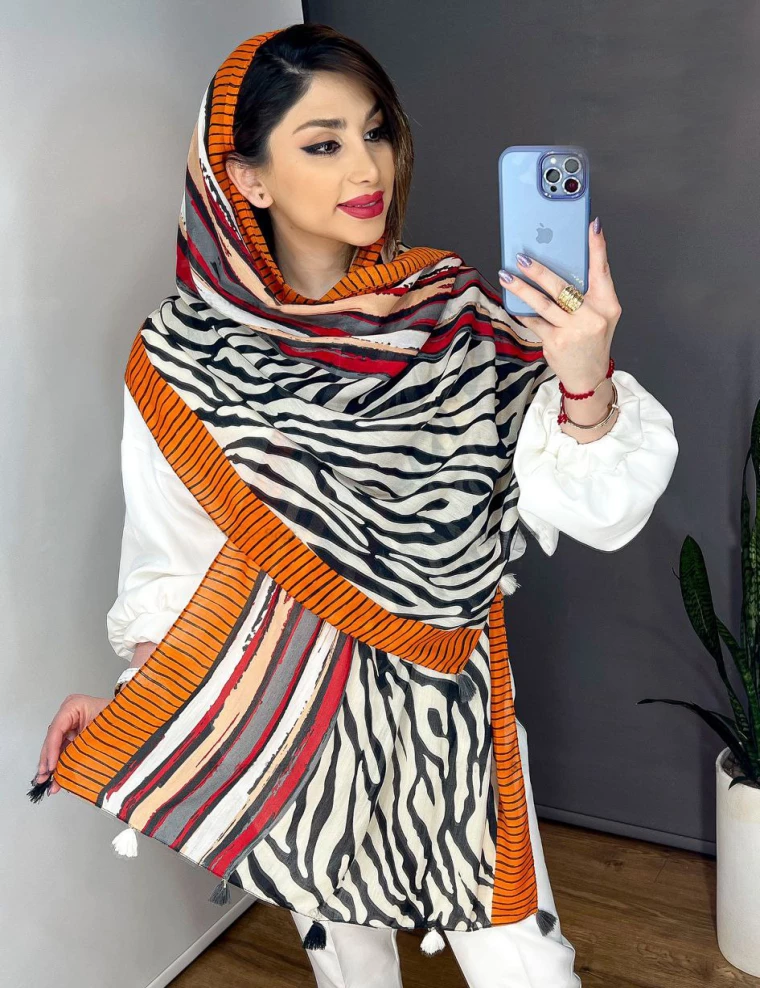 شال نخی منگوله دار عرض 75 کد 8388
