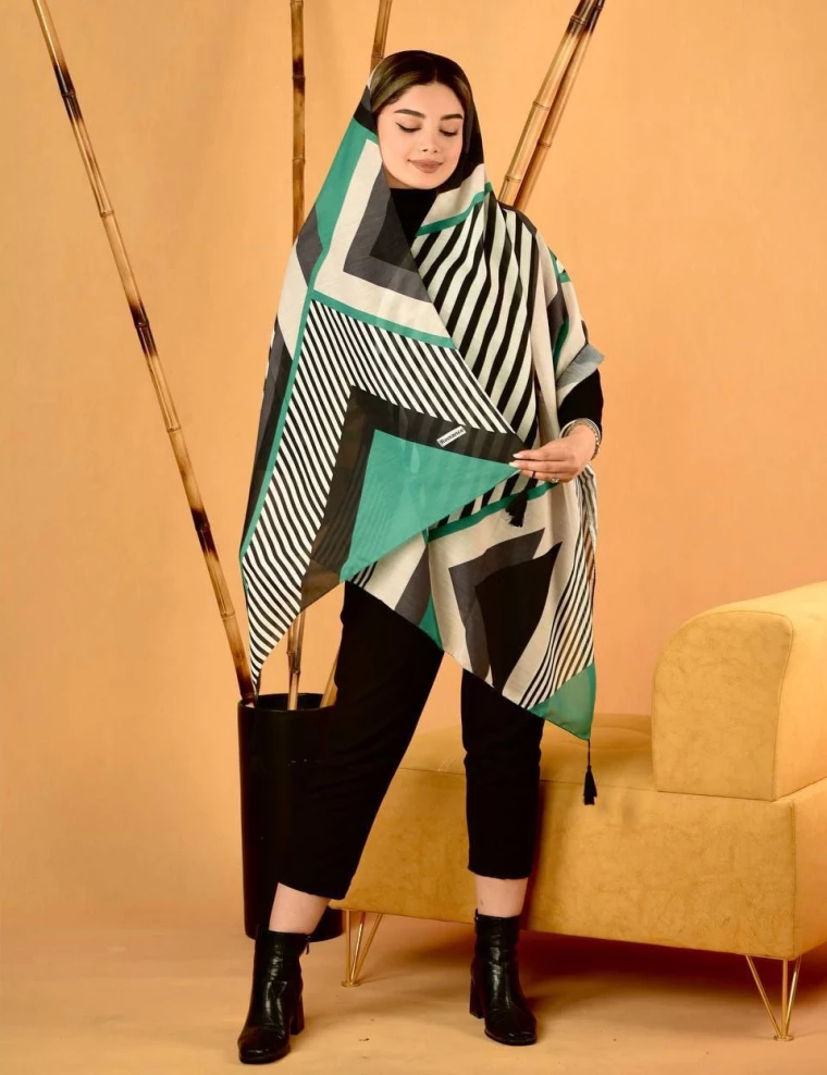 شال نخی منگوله دار عرض 75 کد 8516