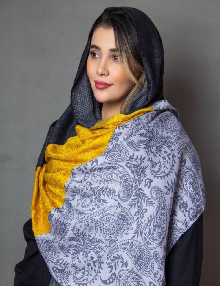 شال نخی پاییزه منگوله دار عرض 75 کد 6566