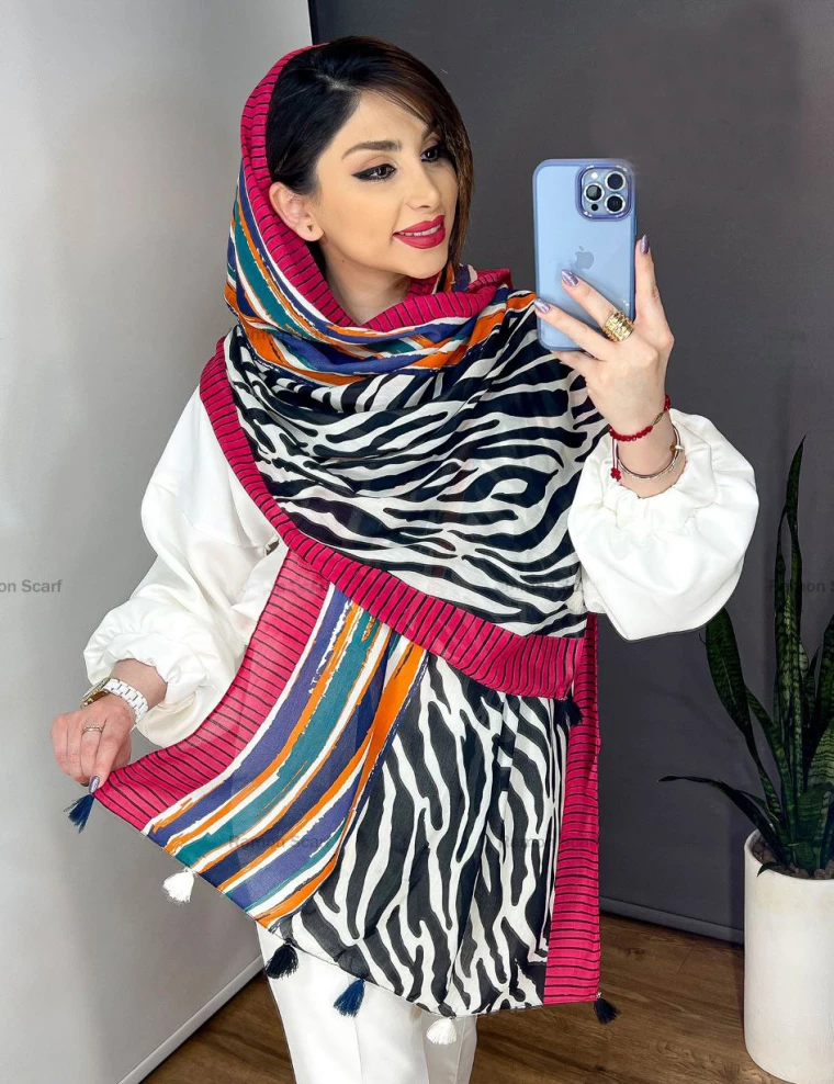 شال نخی منگوله دار عرض 75 کد 8387