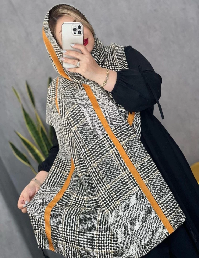 شال نخی پاییزه منگوله دار عرض 75 کد 6762