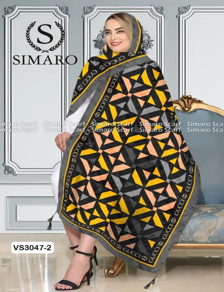 شال نخی منگوله دار عرض 75 کد VS3047-2
