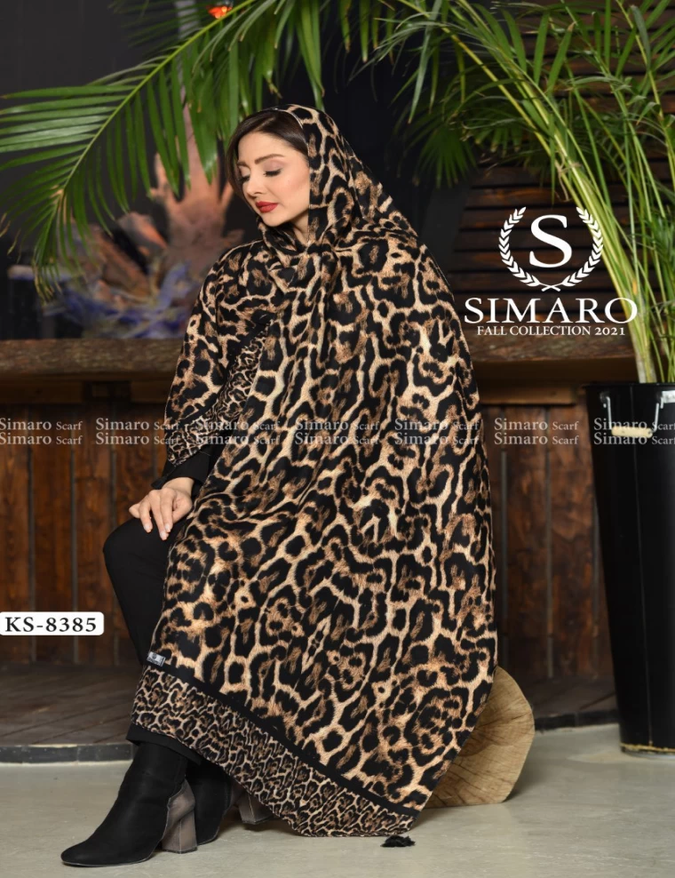 شال حریرکرپ منگوله دار عرض 75 کد KS-8385