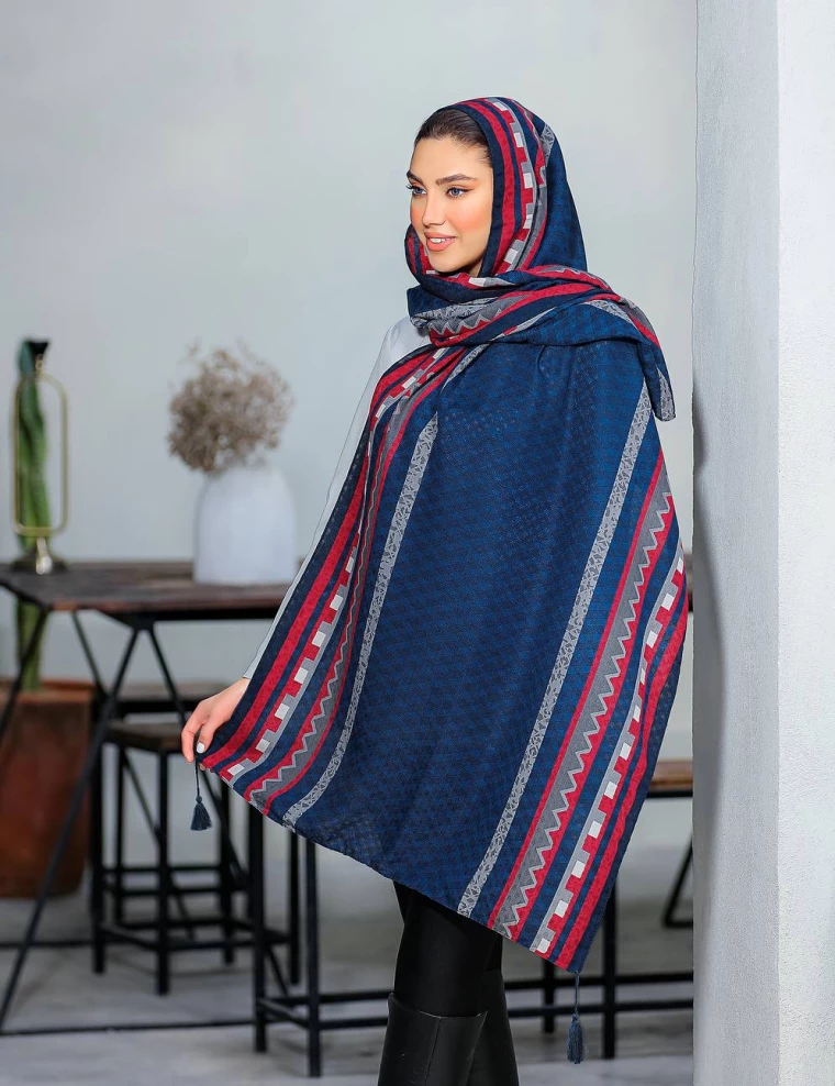 شال نخی منگوله دار عرض 75 کد 8429