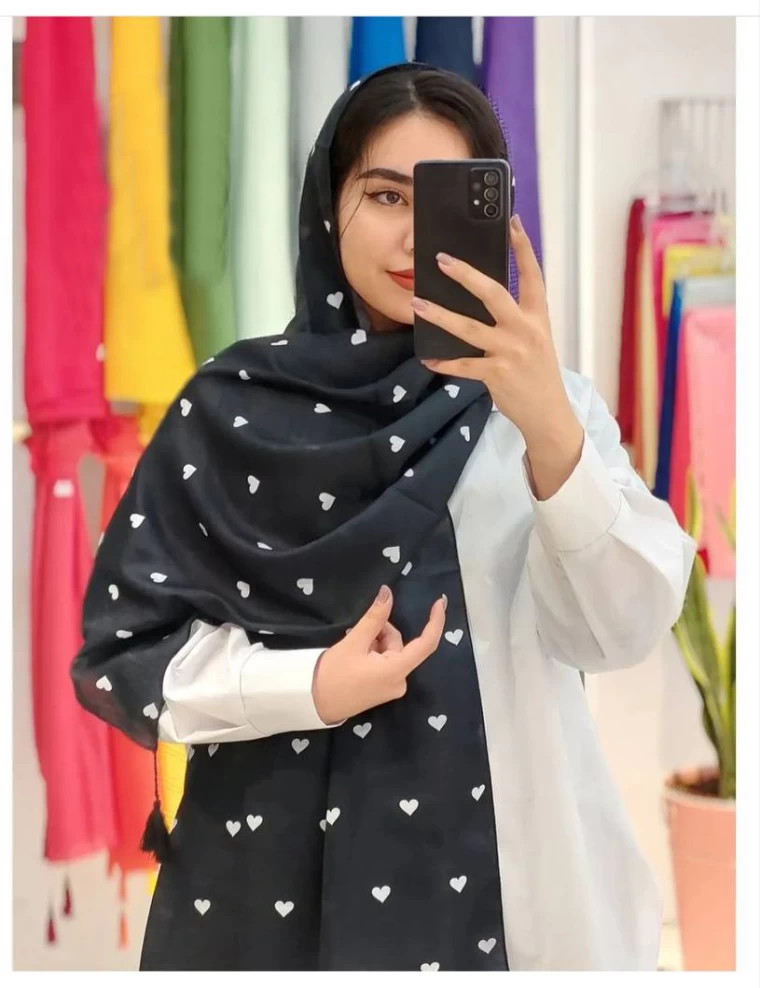 شال نخی پاییزه منگوله دار عرض 75 کد 6476