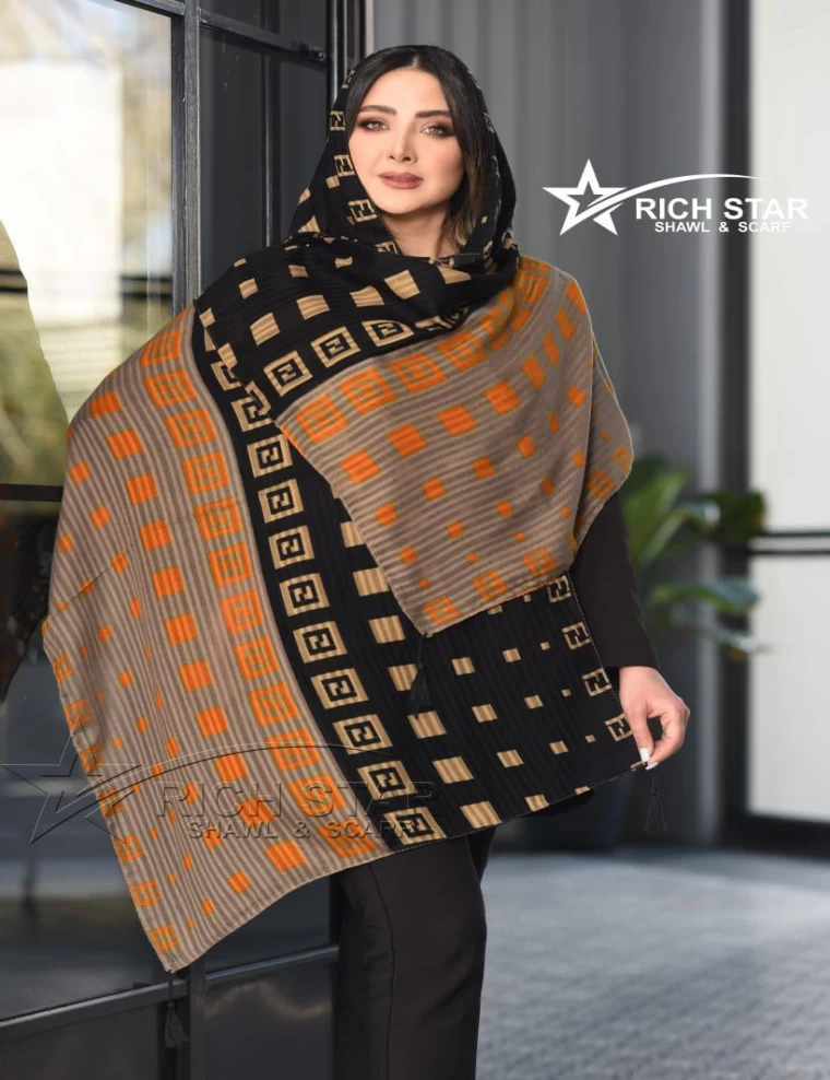 شال نخی بهاره منگوله دار عرض 75 کد 8365