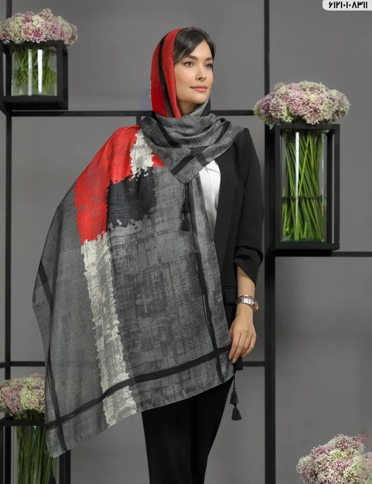شال نخی سوزنی منگوله دار عرض 75 کد 61210108311