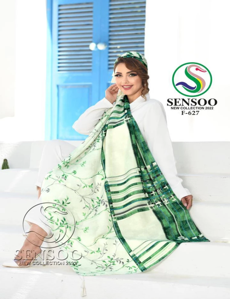 شال نخی منگوله دار عرض 75 کد F-627
