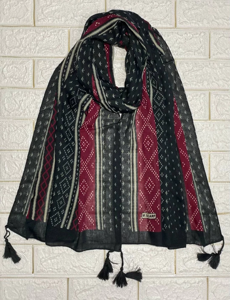 شال نخی منگوله دار عرض 75 کد 8394