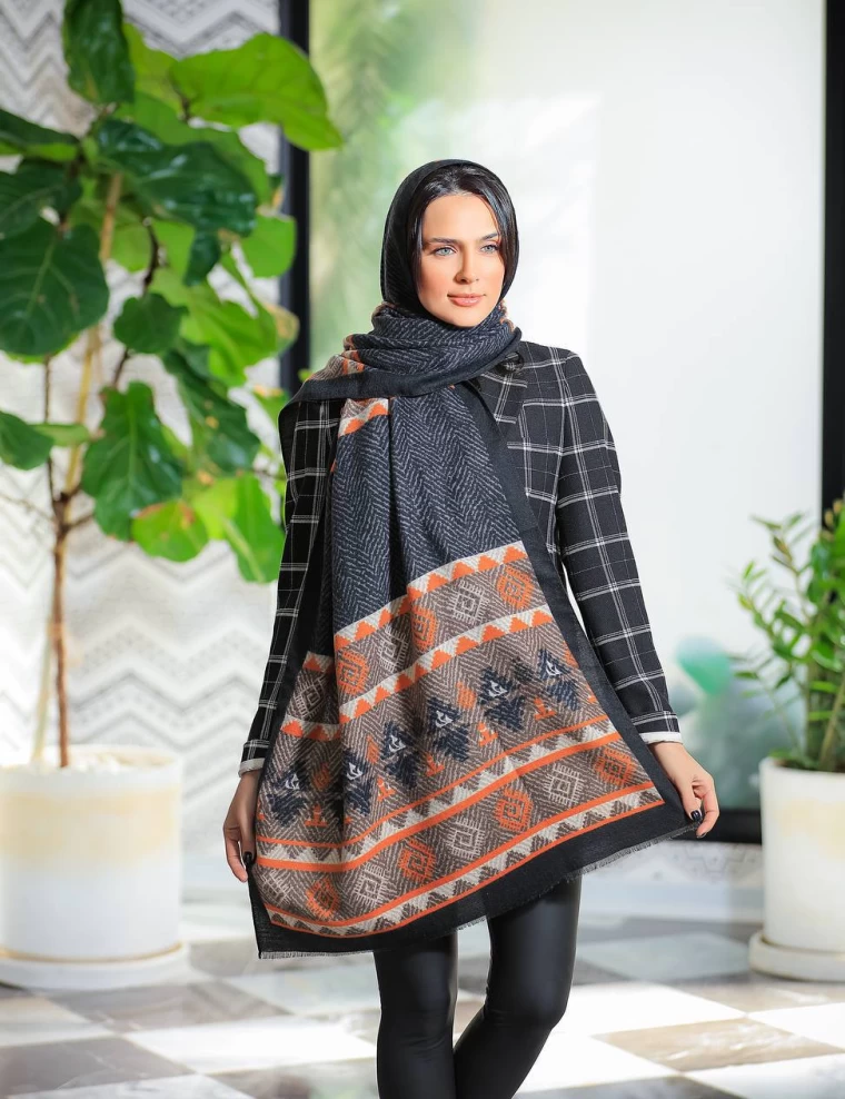 شال موهر ریشه پرزی عرض 70 کد 6324