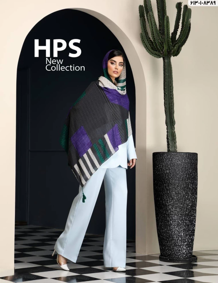 شال نخی ترک منگوله دار عرض 75 کد 6130108389
