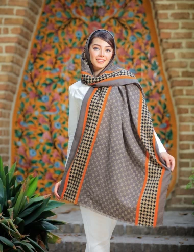 شال موهر ریشه پرزی عرض 75 کد 6084