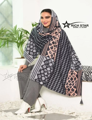 شال نخی پاییزه منگوله دار عرض 75 کد 6059