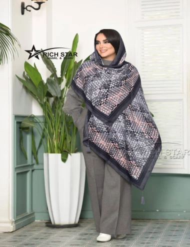شال نخی پاییزه منگوله دار کد 10378