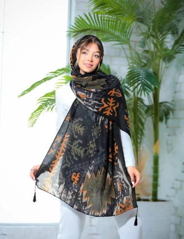 شال نخی پاییزه منگوله دار عرض 75 کد 5896