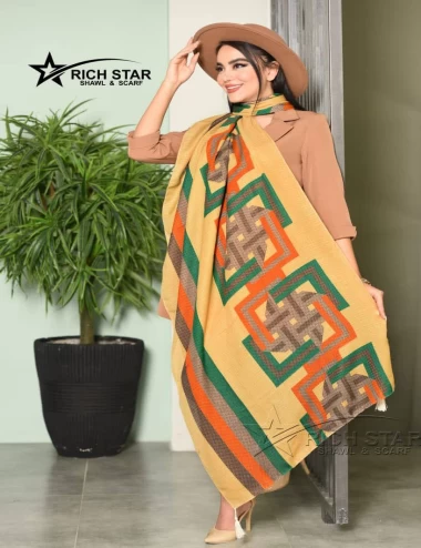 شال نخی پاییزه منگوله دار عرض 75 کد 5816