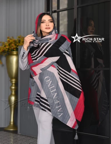 شال نخی بهاره منگوله دار عرض 75 کد 8364