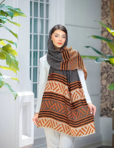 شال موهر ریشه پرزی عرض 75 کد 6220