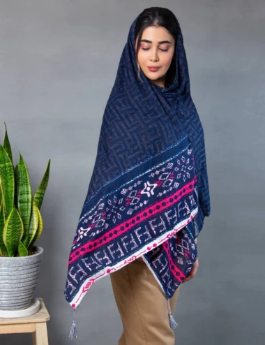 شال نخی منگوله دار عرض 75 کد 8541