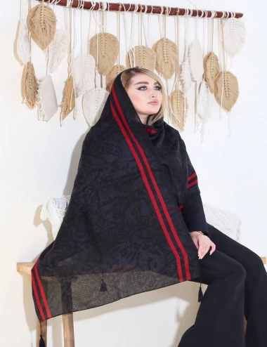 شال نخی پاییزه منگوله دار کد10545