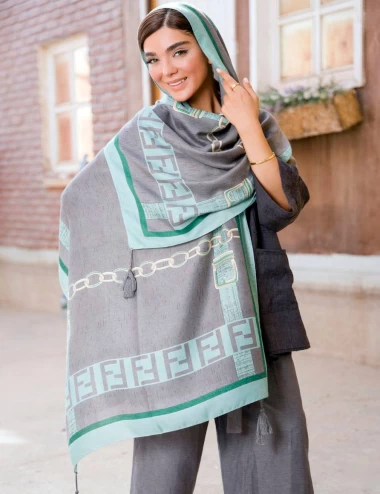 شال نخی صابونی منگوله دار عرض 80 کد 8309