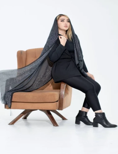 شال نخی پاییزه منگوله دار کد 10548