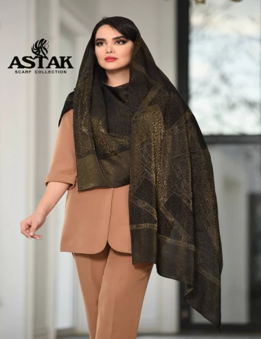 شال ویسکوز مشکی طلایی کد 8972