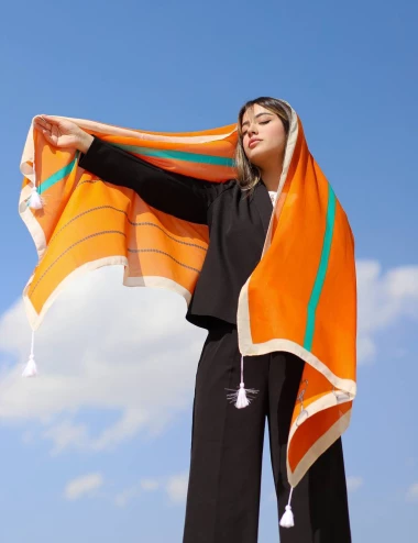 شال نخ اسلپ منگوله دار  کد 8979