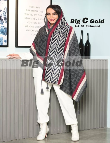 شال نخی پاییزه منگوله دار عرض 75 کد 6734