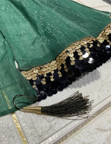 شال کریشه مجلسی منگوله دار عرض 85 کد 8374