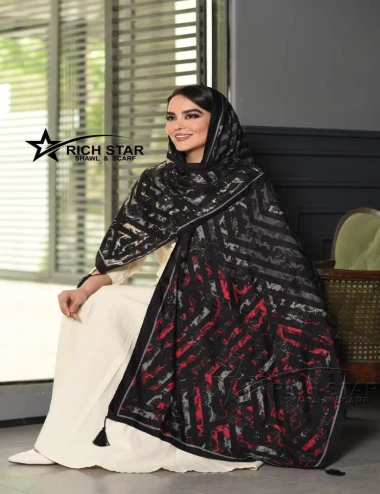 شال نخی بهاره منگوله دار کد 8754