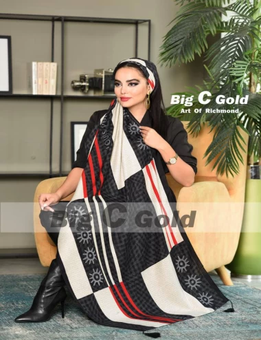 شال نخی پاییزه منگولدار کد 5488