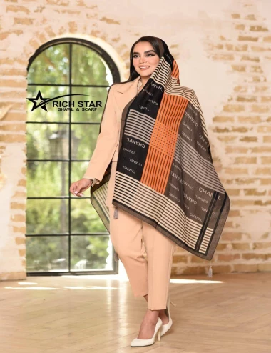 شال نخی پاییزه منگوله دار کد 10375
