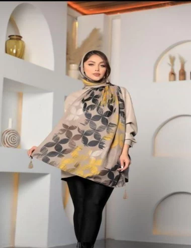 شال نخی پاییزه منگوله دار عرض 75 کد 6085
